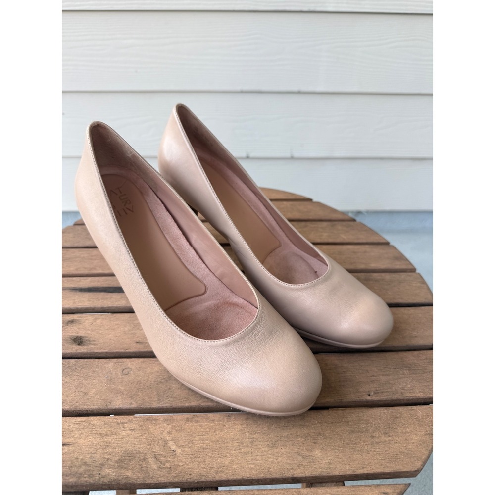 Naturalizer Womens Beige Leather Round Toe Pumps Nude Office Shoes Size 10